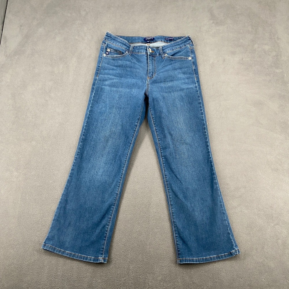 Y2K Chaps Jeans Womens 8/29 Mid Rise Crop‎ Kick Flare Blue Denim